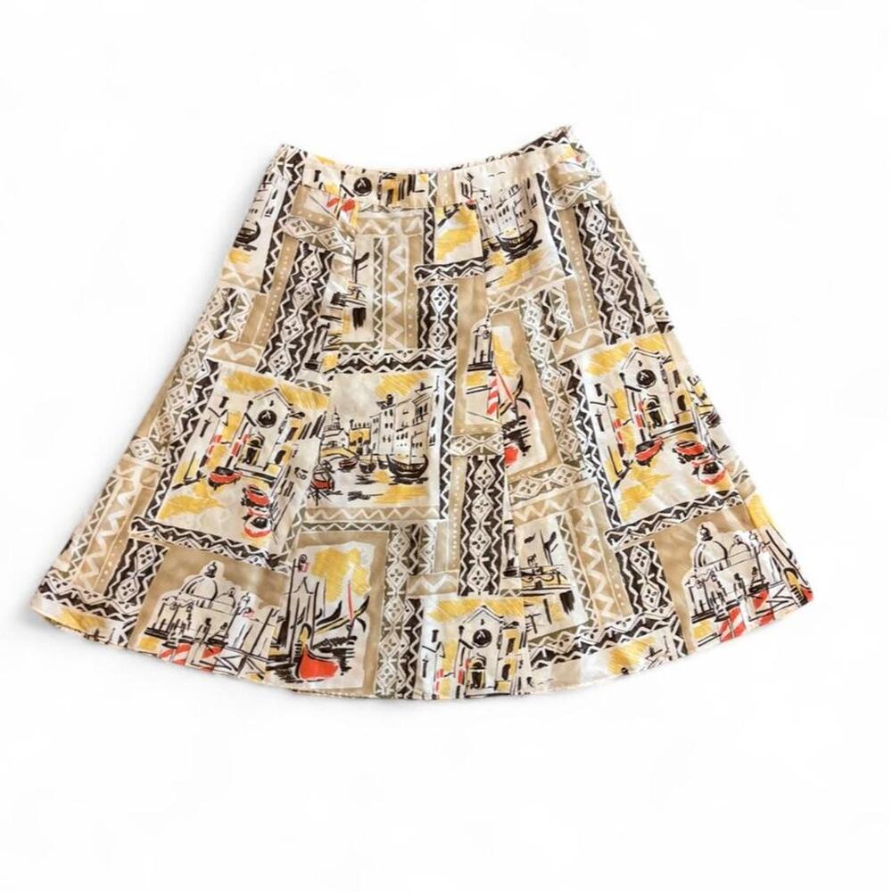 Talbots Collection Pure Silk Novelty Print Skirt Petite S/M